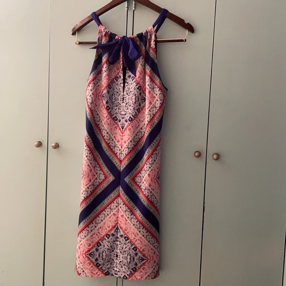 TRINA TURK graphic print dress fully lined royal blue sz 6 - Picture 11 of 13